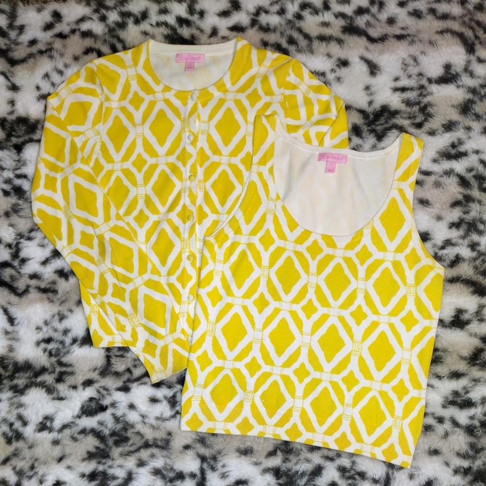 Lily Pulitzer Button up Sweater & Sleeveless Shirt size Medium